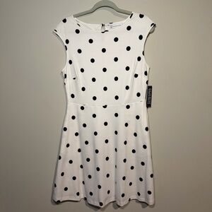 New York & Company White Dress with Black Polka Dots